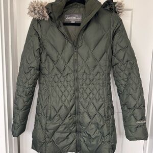 Eddie Bauer Women's Olive Puffer Coat